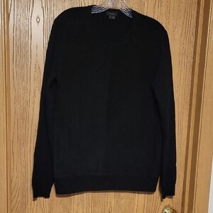 Theory Men's  Black Crewneck Sweater Front - Lambskin, Back & Sleeves Wool